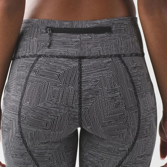 Lululemon Pace Rival Crop Maze Jacquard Leggings White Black 31375 - Picture 5 of 13